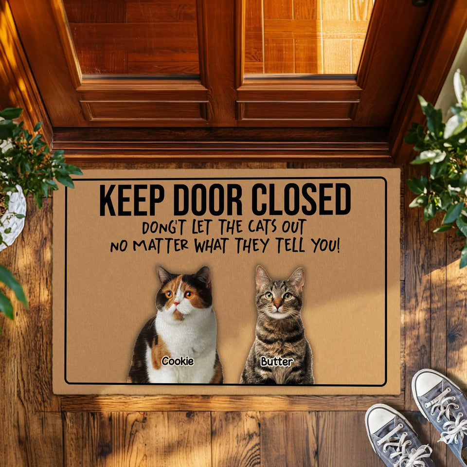 Personalized Cat Doormat – Custom Pet Names Keep Door Closed Mat