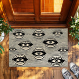 Surreal Eye Mouth Doormat – Black & White Optical Art Mat