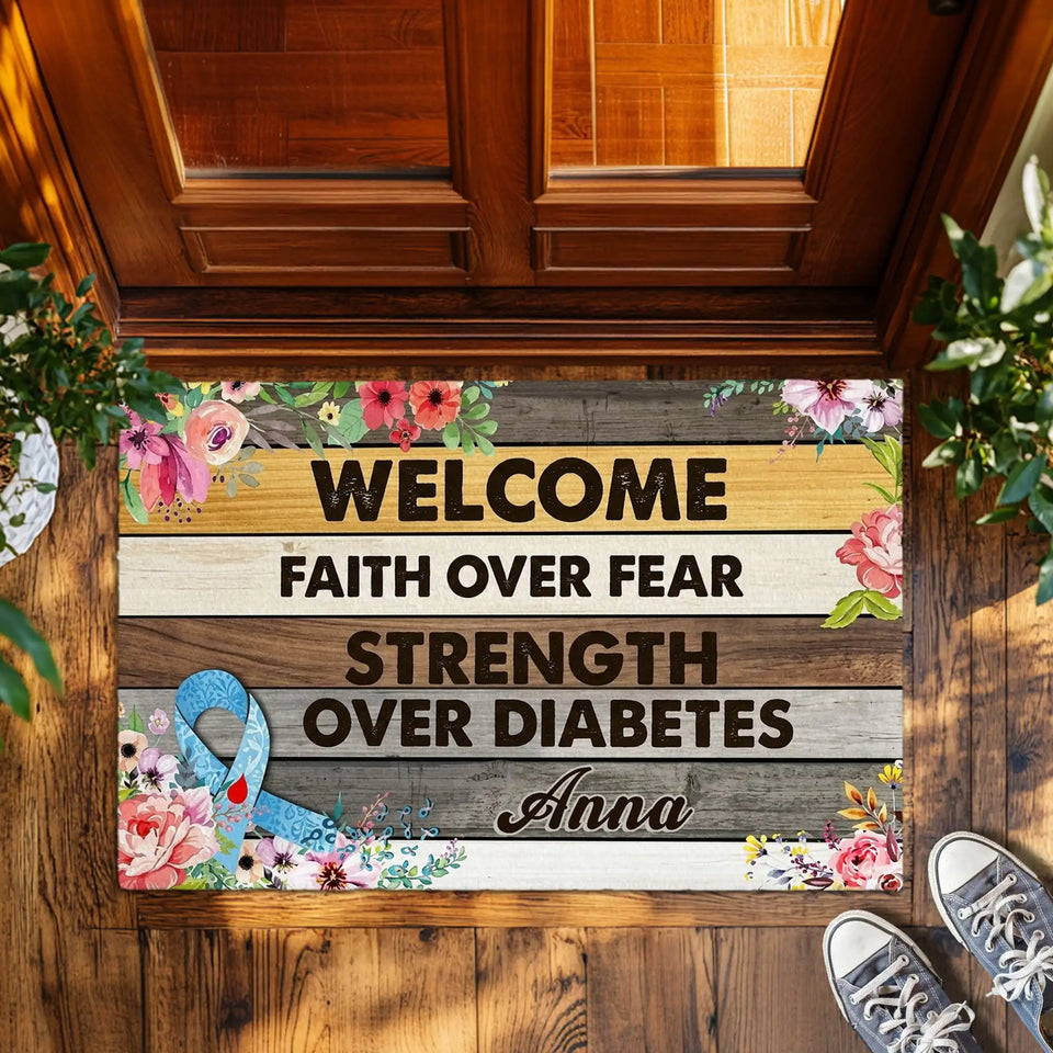 Personalized Diabetes Awareness Doormat – Custom Name Mat