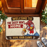 Personalized Sassy Hen Doormat – Custom Name Chicken Mat