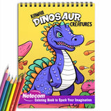 Kawaii Dinosaur Creatures Spiral Bound Coloring Book For Kids, Join the Fun with 30 Festive Coloring Pages, Featuring Kawaii Dinosaur Creatures Celebrating in a Playful and Colorful Atmosphere