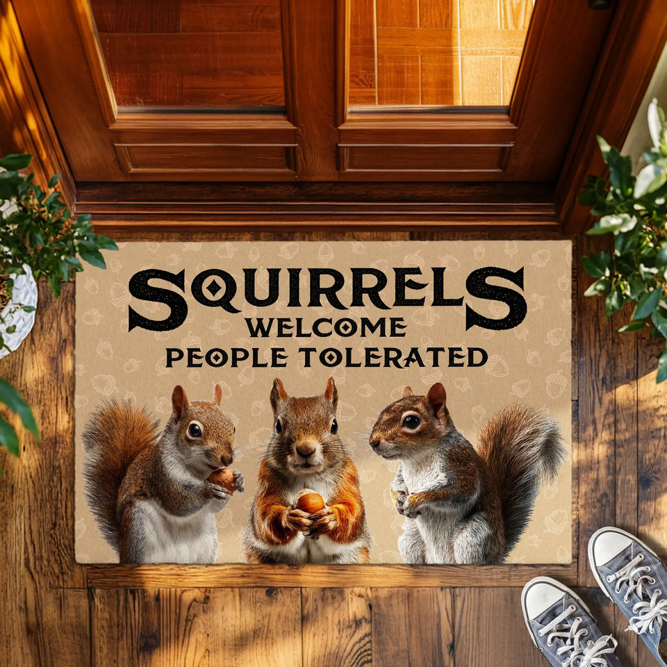 Funny Squirrel Doormat – Squirrel Lover Welcome Mat