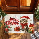 Christmas Cat Doormat – Merry Christmas Kitten Welcome Mat