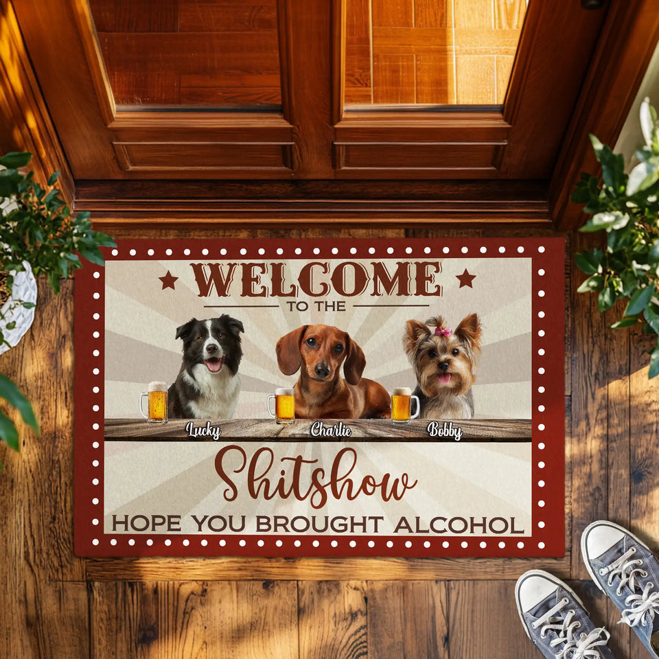 Personalized Dog Bar Doormat – Custom Pet Names Funny Welcome Mat