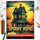 Spooky Home Spiral Bound Coloring Book, Celebrate the Spirit of Halloween with 30 Delightful Coloring Book Pages, Each Filled with Spooky Home Magic.
