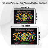 Autism Acceptance Doormat – Rainbow Puzzle Welcome Mat