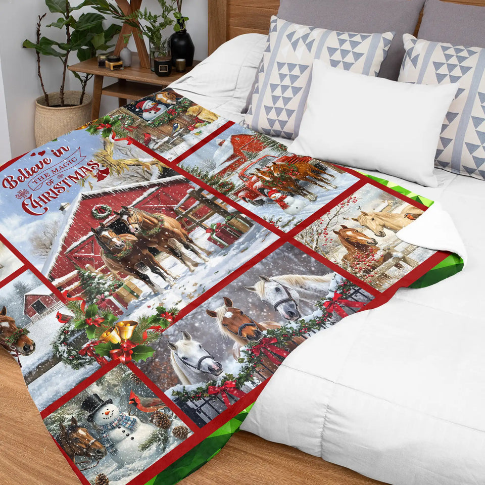 Horse Christmas Blanket – Believe in the Magic of Christmas Holiday Throw