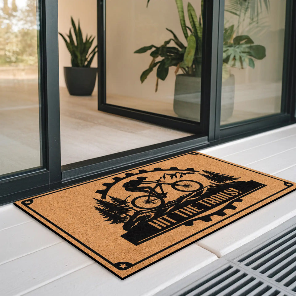 Personalized Mountain Bike Doormat – Custom Text Welcome Ma