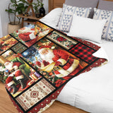 Santa Christmas Blanket – Vintage Patchwork Holiday Throw