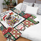 Pug Christmas Blanket – Merry Christmas Dog Lover Patchwork Throw