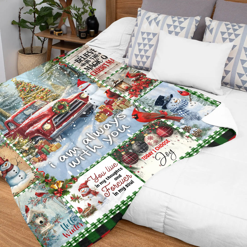 Merry Christmas Red Truck Blanket – Rustic Buffalo Plaid Holiday Throw