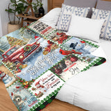 Merry Christmas Red Truck Blanket – Rustic Buffalo Plaid Holiday Throw