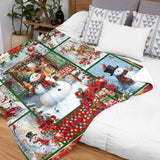 Snowman Christmas Blanket – Let It Snow Cardinal & Deer Holiday Throw