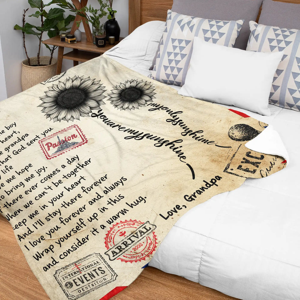 Personalized Grandson Blanket From Grandpa – Sunflower Airmail Gift