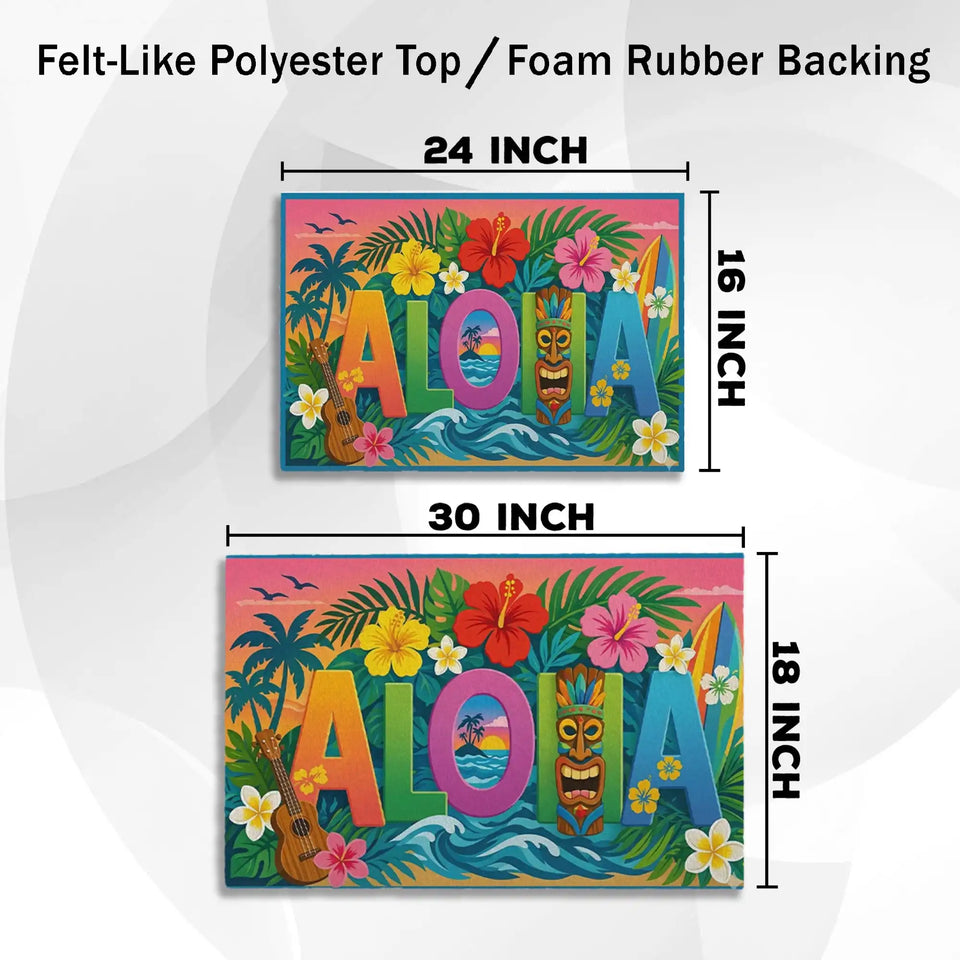 Tropical Aloha Doormat – Hawaiian Floral Beach Welcome Mat
