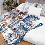 Snowman Christmas Blanket – Cardinal & Woodland Winter Patchwork Throw