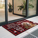 Personalized Dog Christmas Doormat – Santa Stop Here Welcome Mat