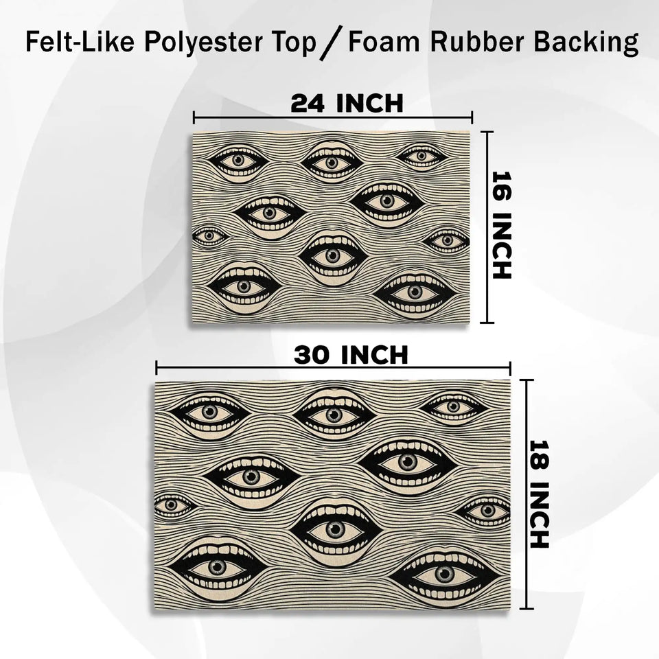 Surreal Eye Mouth Doormat – Black & White Optical Art Mat