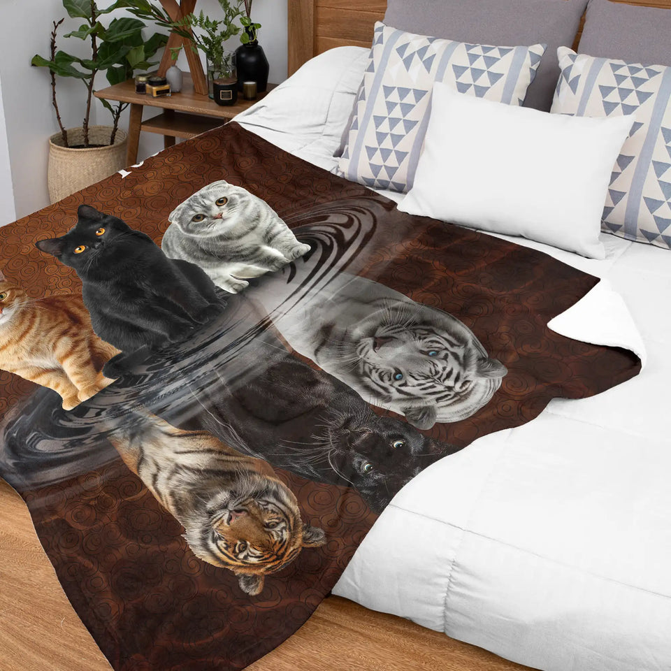 Cat Tiger Reflection Blanket – Never Forget Who You Are Gift