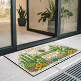 Personalized Bee Cactus Doormat – Custom Family Name Mat