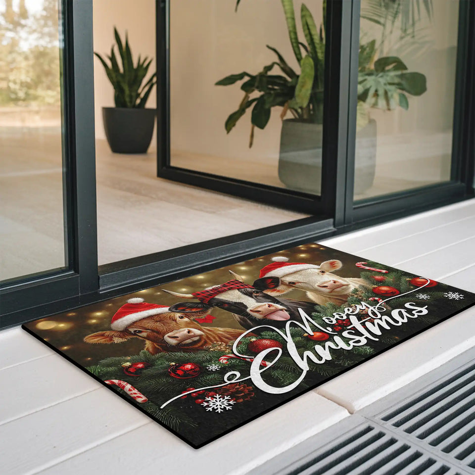 Christmas Cow Doormat – Funny Mooey Christmas Welcome Mat