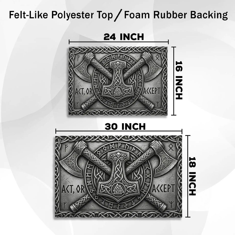 Norse Viking Axe Doormat – Rune & Mjolnir Welcome Mat