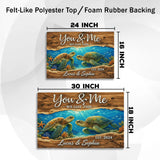 Personalized Sea Turtle Couple Doormat – Custom Names & Date Mat