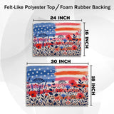 Patriotic Wildflower Doormat – American Flag Floral Mat