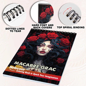 Macabre Grace Spiral Bound Coloring Book, Delight in 30 Whimsical Coloring Pages of Macabre Grace for Gothic Art Admirers to Embrace the Quirky Charm and Sophisticated Creepy Vibes of Elegantly Dark Scenes