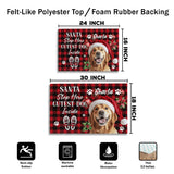 Personalized Dog Christmas Doormat – Santa Stop Here Welcome Mat