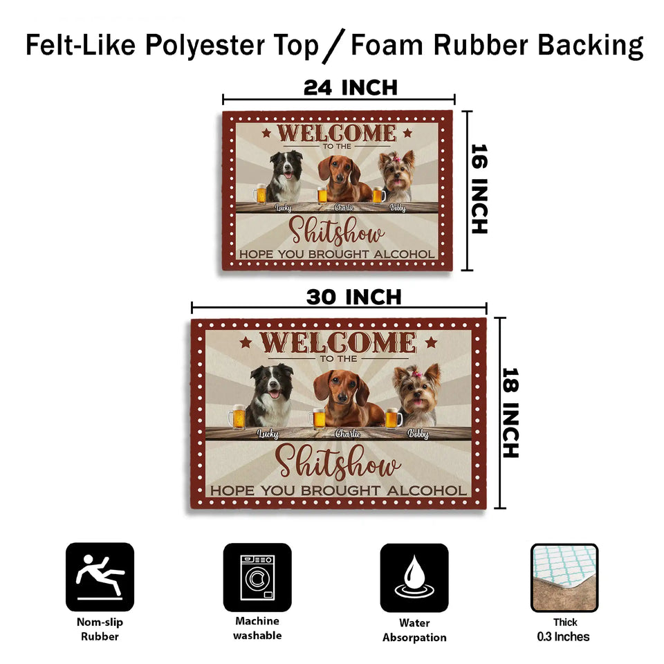 Personalized Dog Bar Doormat – Custom Pet Names Funny Welcome Mat