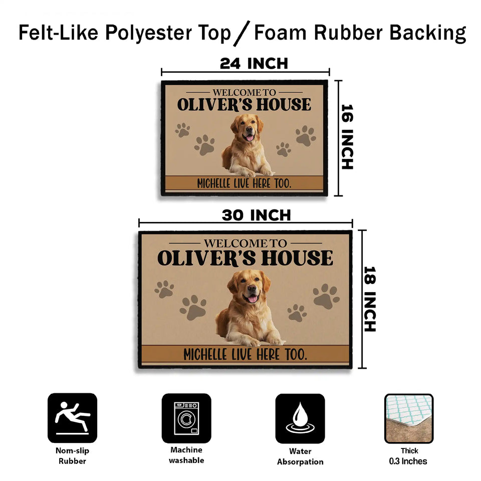 Personalized Dog House Doormat – Custom Owner Name Welcome Mat