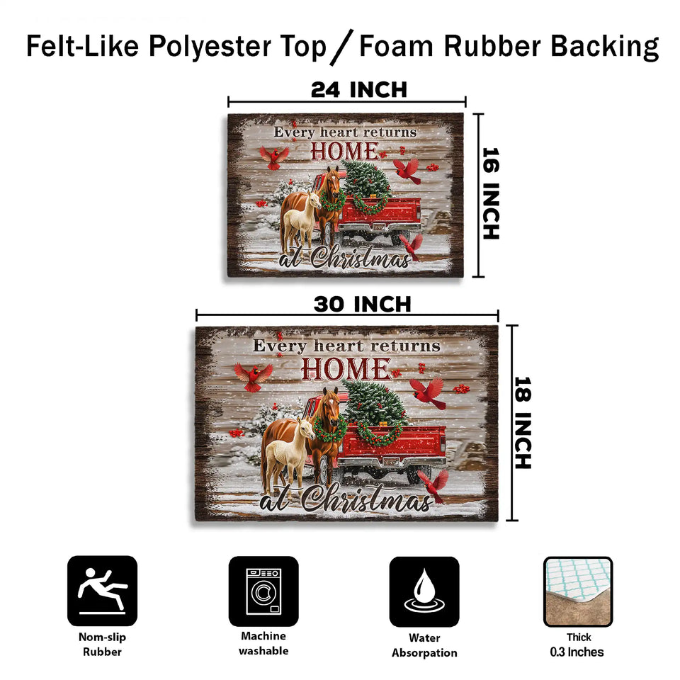 Christmas Horse Doormat – Rustic Farmhouse Holiday Welcome Mat