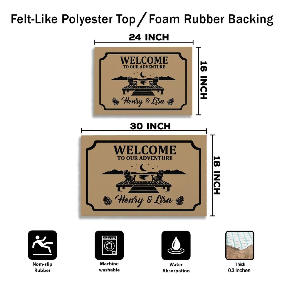Personalized Lake House Doormat – Custom Couple Names Mat