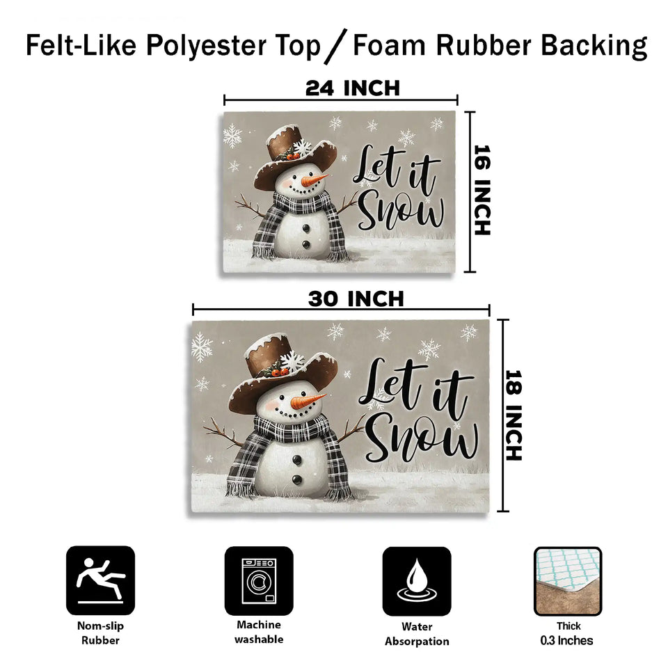 Snowman Winter Doormat – Let It Snow Welcome Mat