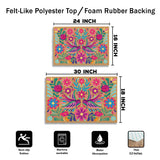 Mexican Folk Art Doormat – Colorful Floral Bird Welcome Mat