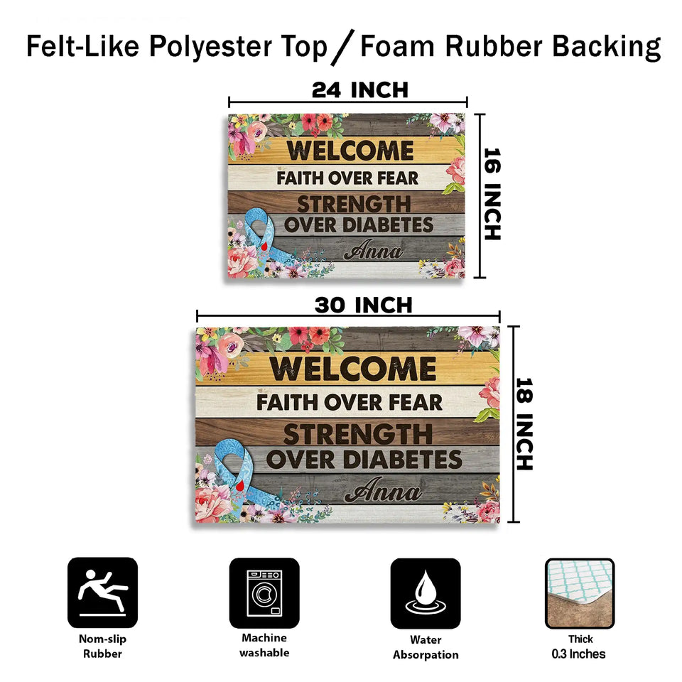 Personalized Diabetes Awareness Doormat – Custom Name Mat