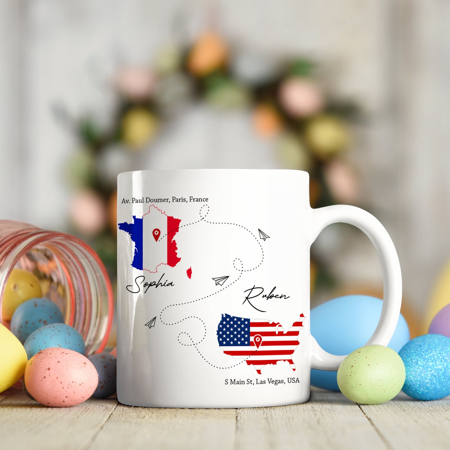 Personalized Long Distance Relationship Gifts Mug For Couples, Best friend, Family, I Wish You Lived Next Door Travel Cup 11oz, Photo Mug Gift, Friendship Gift Coffee Cup