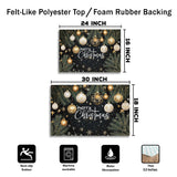 Elegant Christmas Doormat – Black Gold Ornament Welcome Mat