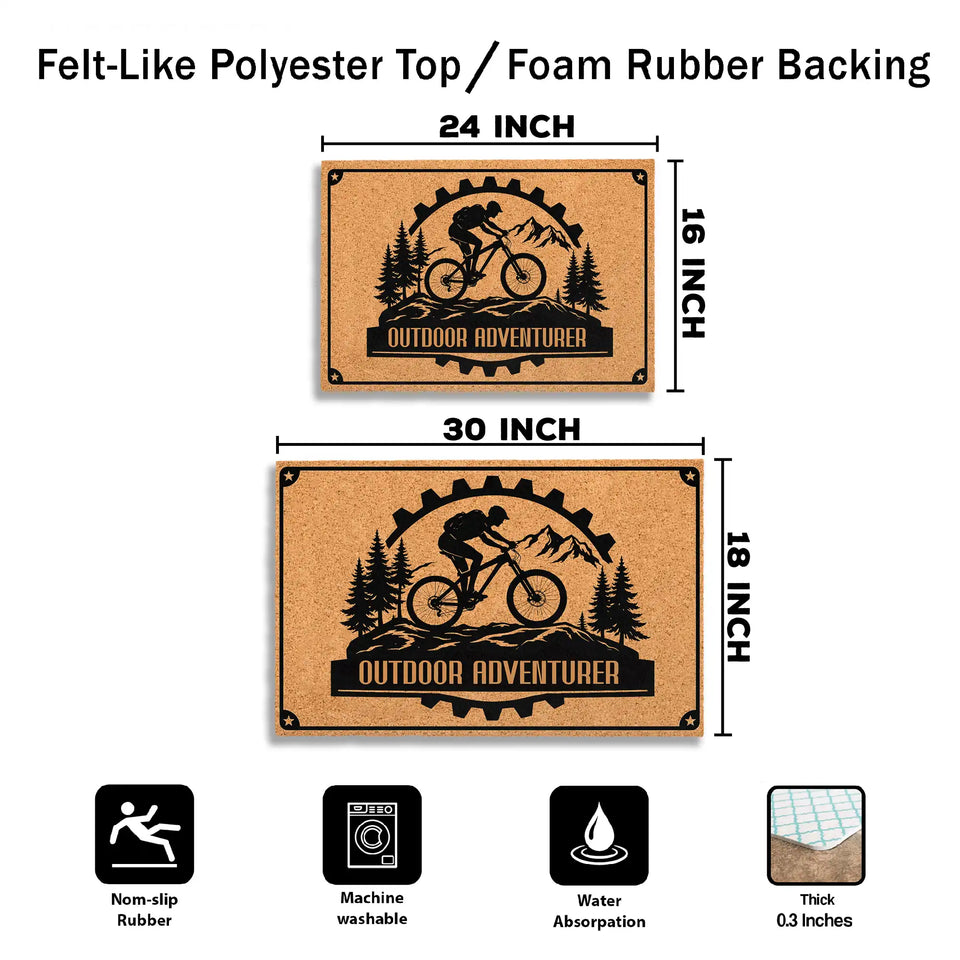 Personalized Mountain Bike Doormat – Custom Text Welcome Ma