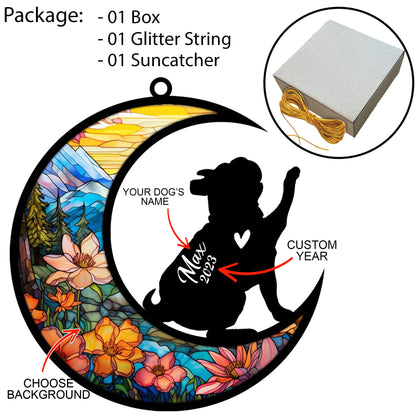 Personalized Bulldog Memorial Suncatcher Bulldog Christmas Ornament with Name Date Pet Loss Stained Glass Light Catcher Dog Memorial Ornament Loss of Pet Sympathy Gift Dog Bereavement Gift