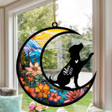 Personalized Rottweiler Dog Memorial Suncatcher, Rottweiler Christmas Ornament with Name Date, Custom Dog Breeds, Pet Loss Stained Glass Light Catcher, Gifts for Dog Lovers Loss of Dog Gift