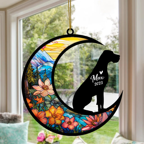 Great Dane Dog Memorial Suncatcher, Personalized with Name Date Dog Breeds Suncatcher, Pet Loss Suncatcher, Gifts for Dog Lovers, Great Dane Memorial Ornament Loss of Pet Sympathy Gift
