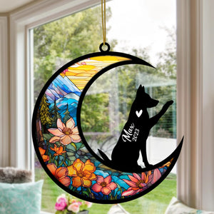 Personalized German Shepherd Dog Memorial Suncatcher, German Shepherd Christmas Ornament with Name, Custom Dog Pose, Pet Loss Stained Catcher, Gifts for Dog Lovers Loss of Dog Sympathy Gift