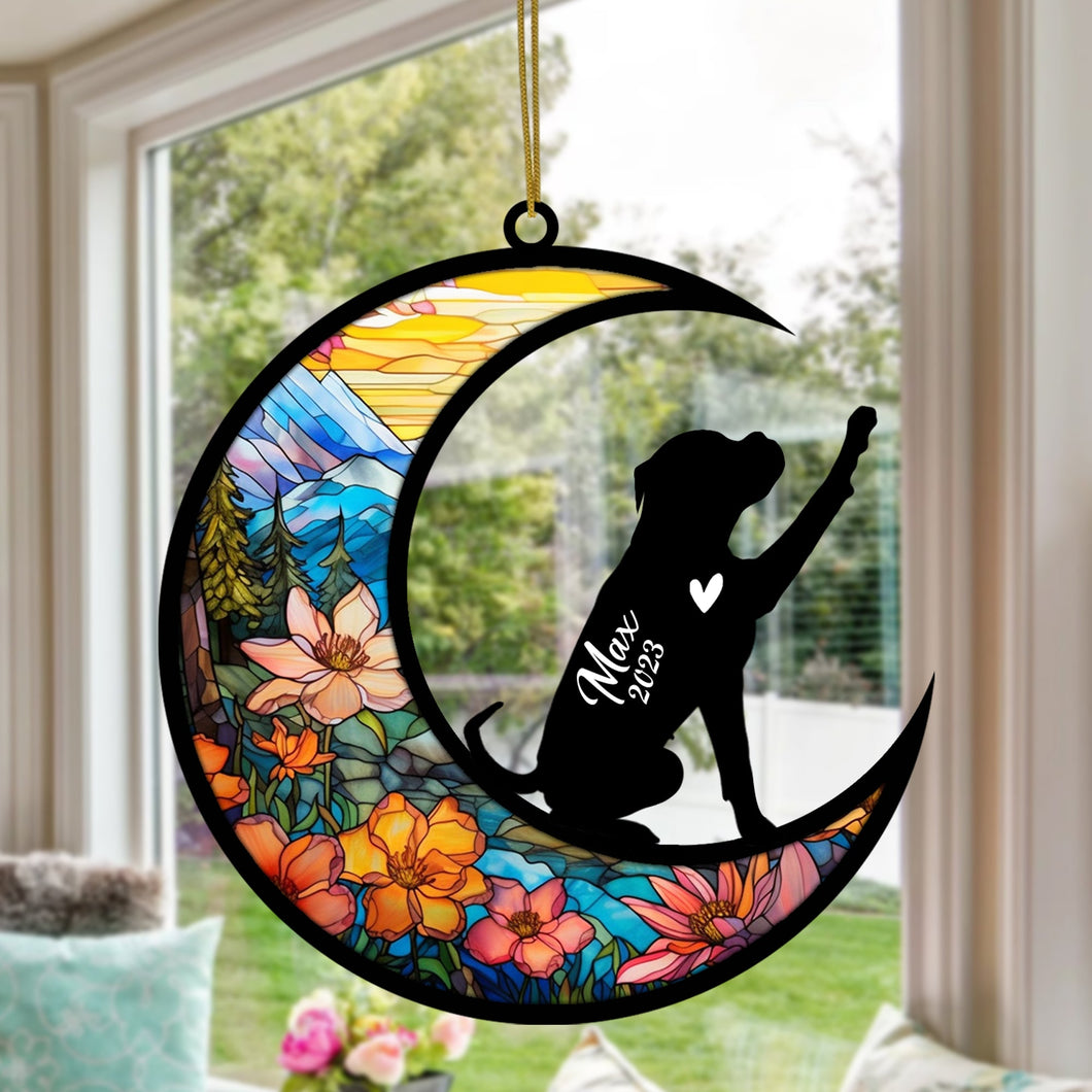 Personalized Boxer Dog Memorial Suncatcher Boxer Dog Christmas Ornament with Name Date Pet Loss Stained Glass Light Catcher Bereavement Gift Dog Memorial Ornament Loss of Pet Sympathy Gift