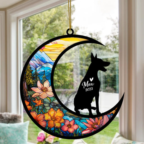 Doberman Dog Memorial Suncatcher, Personalized with Name Date Dog Breeds Suncatcher, Pet Loss Suncatcher, Gifts for Dog Lovers, Doberman Memorial Ornament Loss of Pet Sympathy Gift