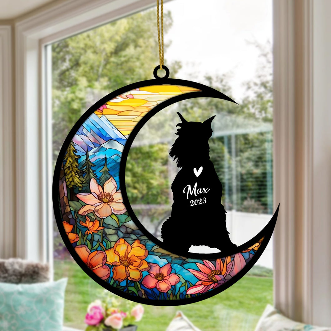 Schnauzer Dog Memorial Suncatcher, Personalized with Name Date Dog Breeds Suncatcher, Pet Loss Suncatcher, Gifts for Dog Lovers, Schnauzer Memorial Ornament Loss of Pet Sympathy Gift
