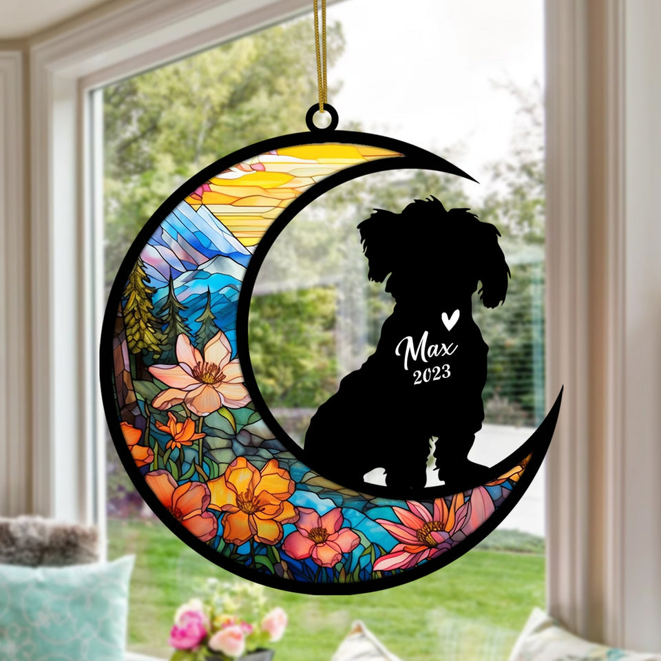 Maltese Dog Memorial Suncatcher, Personalized with Name Date Dog Breeds Suncatcher, Pet Loss Suncatcher, Gifts for Dog Lovers, Maltese Memorial Ornament Loss of Pet Sympathy Gift
