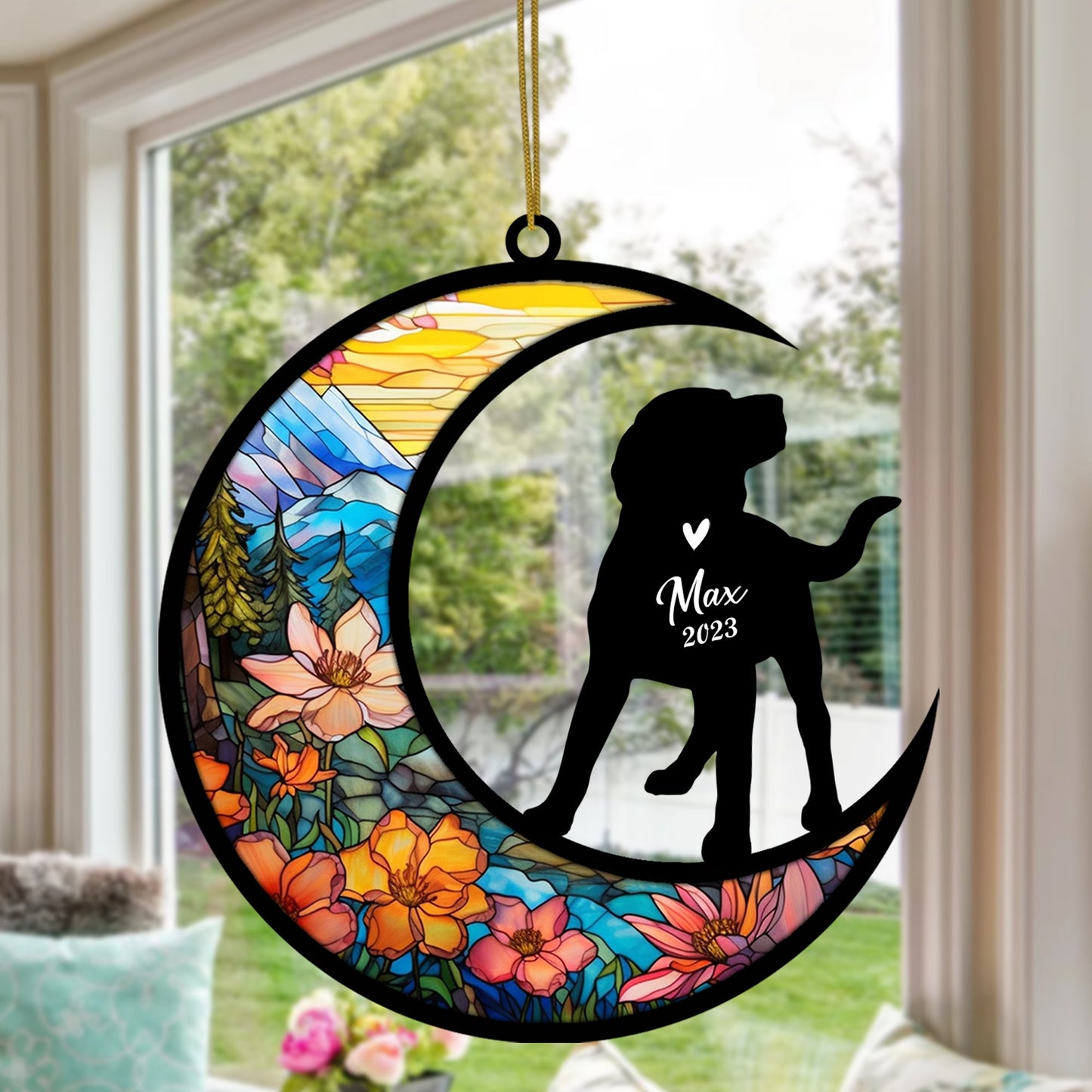 Labrador Retriever Dog Memorial Suncatcher, Personalized with Name Date Dog Breeds Suncatcher, Pet Loss Suncatcher, Gifts for Dog Lovers, Dog Memorial Ornament Loss of Pet Sympathy Gift