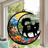 Maine Coon Cat Memorial Suncatcher, Personalized with Name Date Maine Coon Cat Suncatcher, Pet Loss Suncatcher Light Catcher Gift for Cat Lover Christmas Cat Ornament Window Hangings